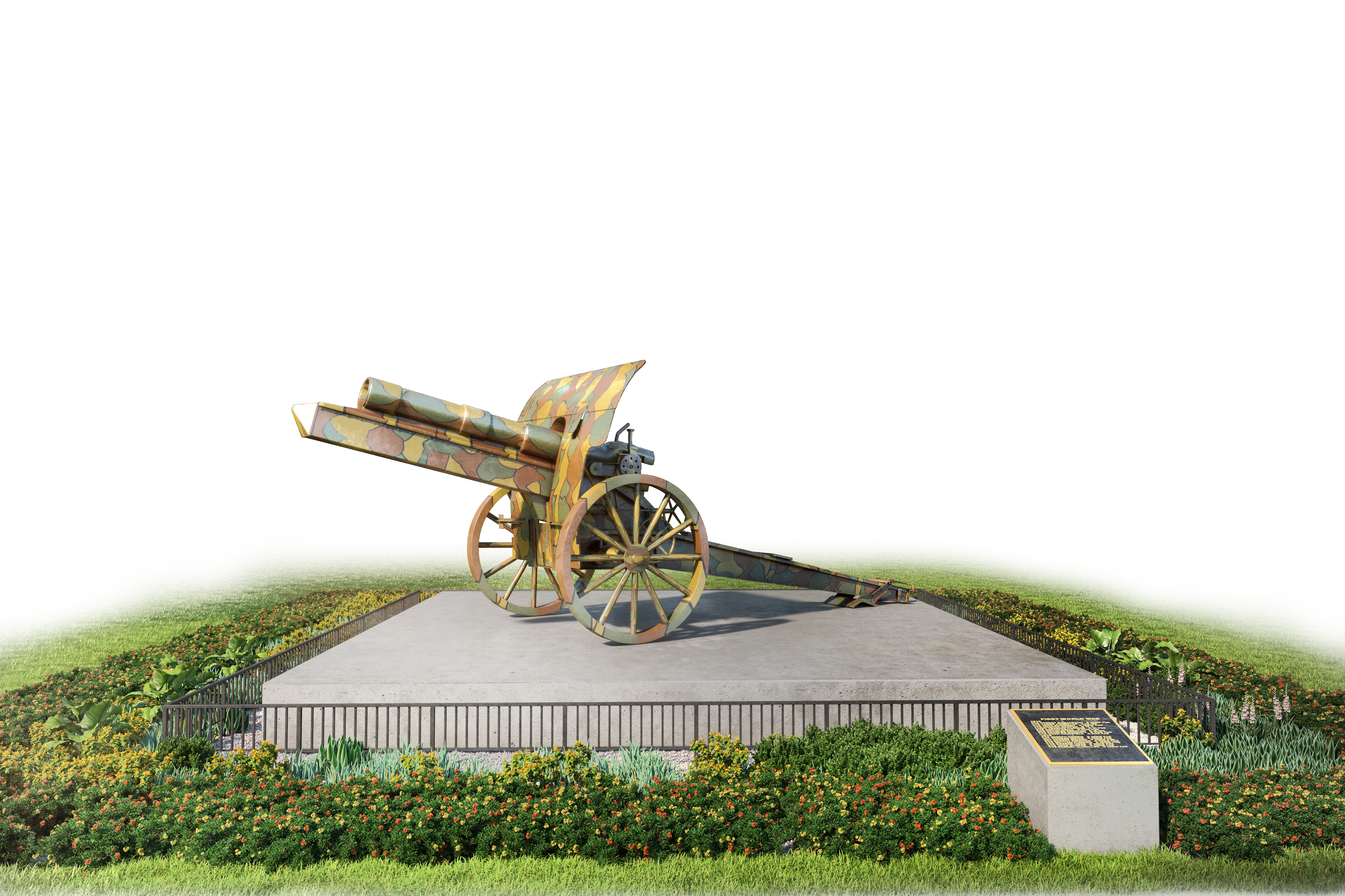A render of an historic World War 1 field gun, to be displayed in Richmond's Barkly Gardens