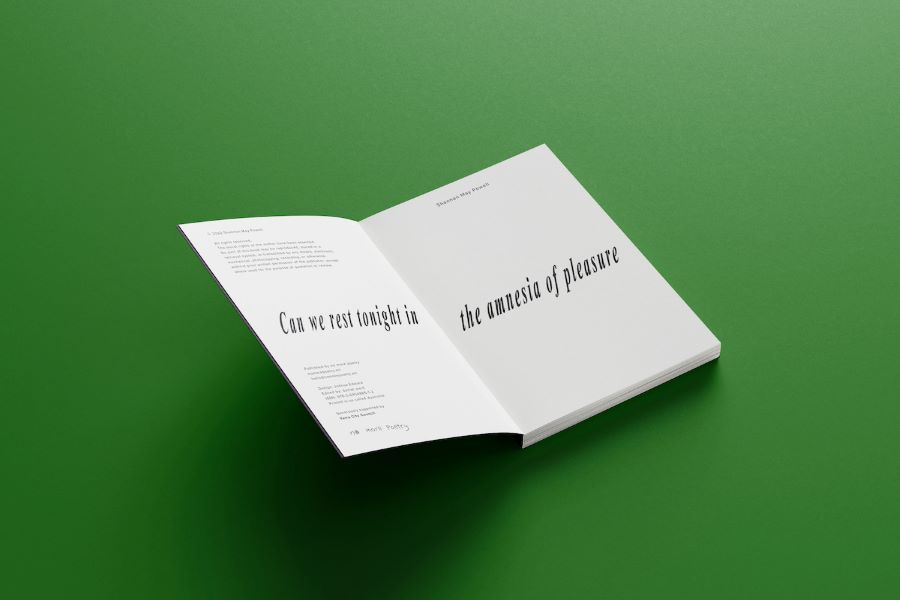 A book that is open with writing on the pages with a green background