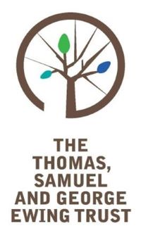 The Thomas Samuel and George Ewing Trust Logo, Brown text sits under a Logo of a tree with 3 leaves 