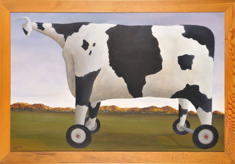 Dobell’s Cow On Wheels oil painting artist John Kelly