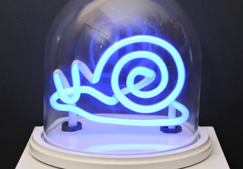 Snail - Neon in Glass Dome - artist Euan Heng 