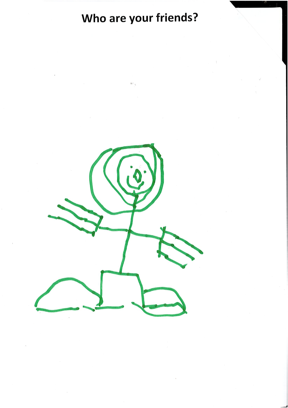 Green texter drawing of Awab by Truman