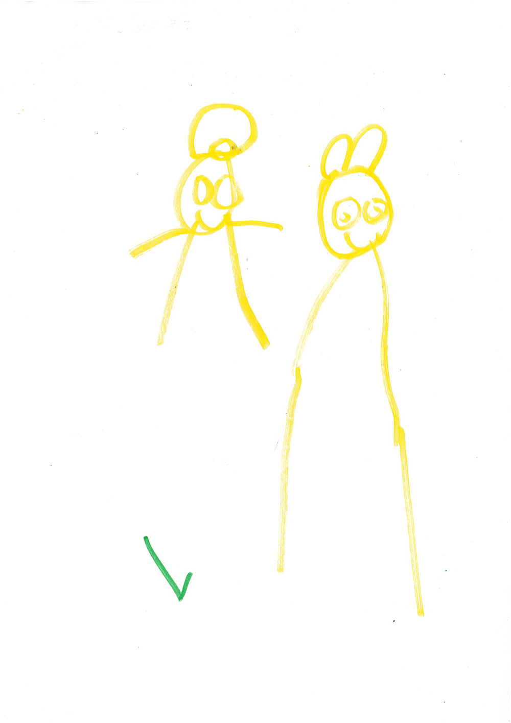 Yellow drawing of two people by Menam