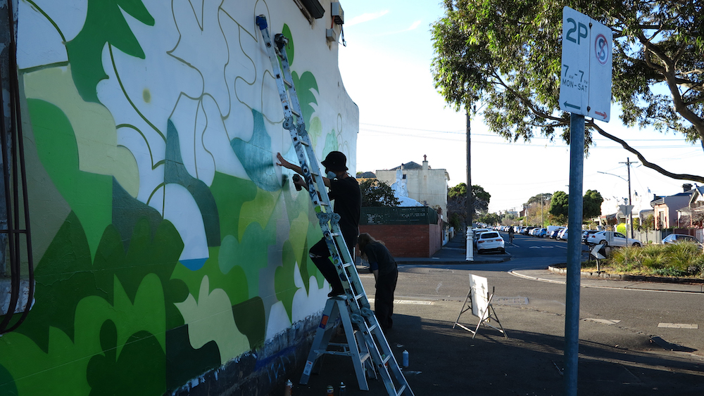 Final touches of the mural.